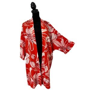 Chicos Open Front Kimono Knit Cardigan Size 4 XXL Layering Tropical Lightweight